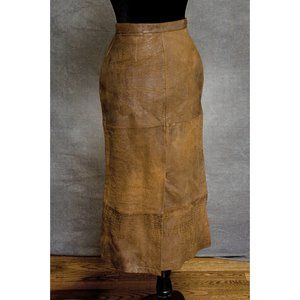 Banana Republic 1980s Vintage Brown Leather Walking Skirt Size 6*